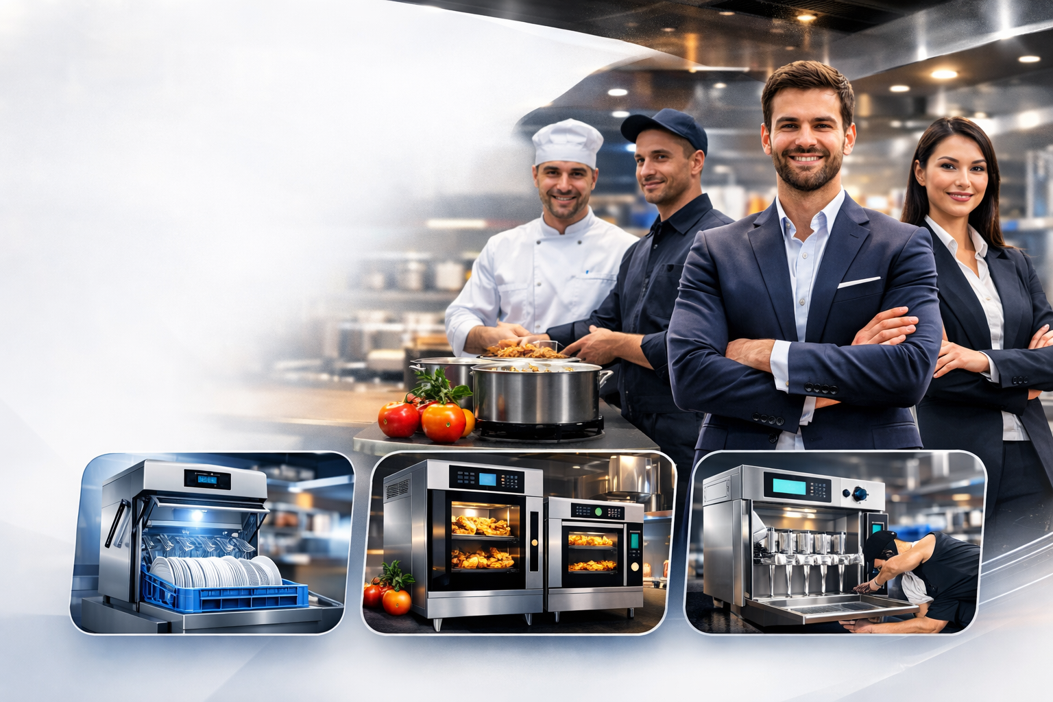 Professional commercial kitchen team